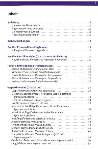 Fledermäuse ganz nah - Inhaltsverzeichnis